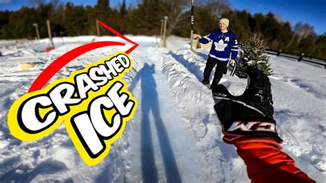 We Built A Backyard Crashed Ice Course First Time Skating It Youtube
