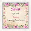 Hannah Name Meaning Drinks Mat Coaster Floral - The Card Zoo