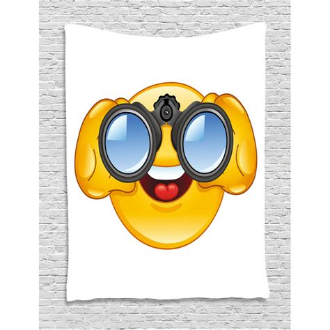 Emoji Tapestry Smiley Face With A Telescope Binoculars Glasses