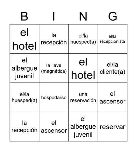 En El Hotel Parte 1 Bingo Card