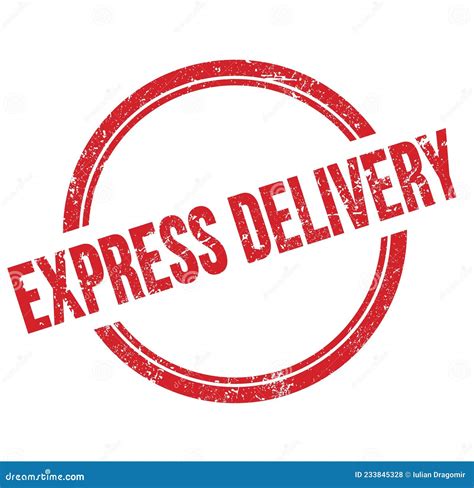 Express Delivery Text Written On Red Grungy Round Stamp Stock