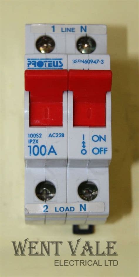 Proteus 100s2 100a Double Pole Ac22b Switch Disconnector Used