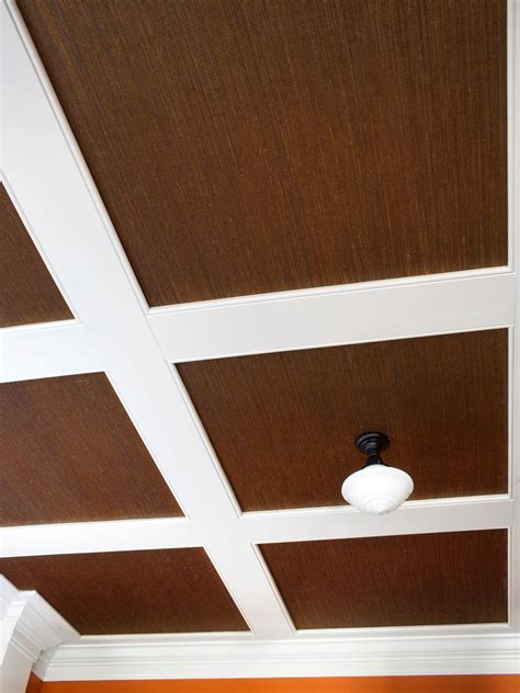 How to make a diy coffered ceiling that looks professionally done for less than $500. How to Install Grasscloth on a Coffered Ceiling | HGTV
