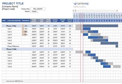 Project Planning Template Excel Gantt Chart Printable Schedule Template