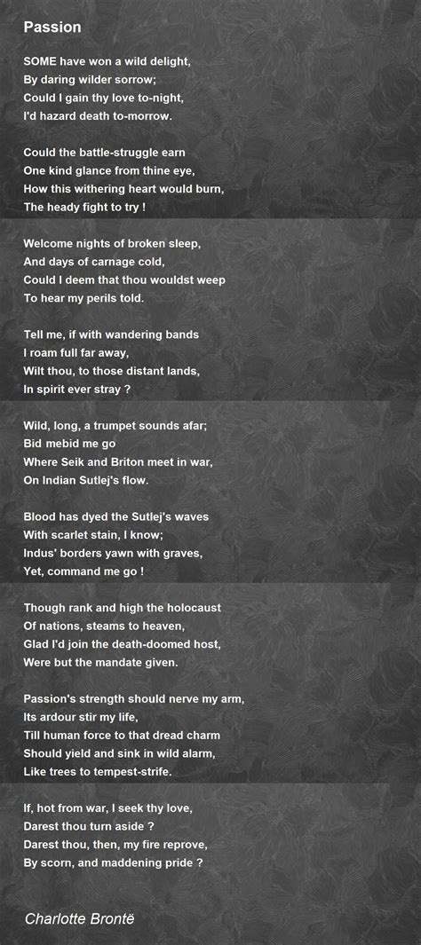 Passion Poem By Charlotte Brontë Poem Hunter