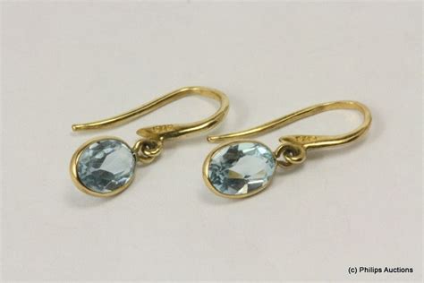 Aquamarine Drop Earrings In Ct Yellow Gold Earrings Jewellery
