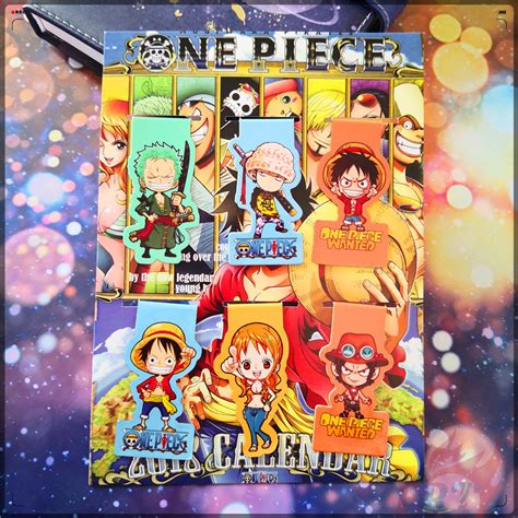 One Piece Series A Anime Cartoon Magnetic Bookmarks 6pcsset Luffy