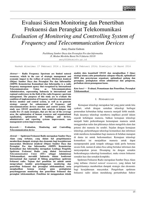Pdf Evaluasi Sistem Monitoring Dan Penertiban Frekuensi Dan Perangkat