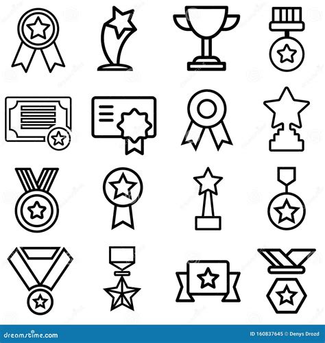 Award Icons Vector Set Trophy Icon Achievement Illustration Symbol