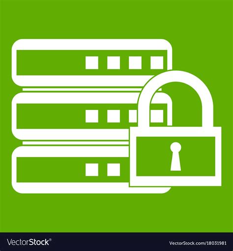 Database With Padlock Icon Green Royalty Free Vector Image