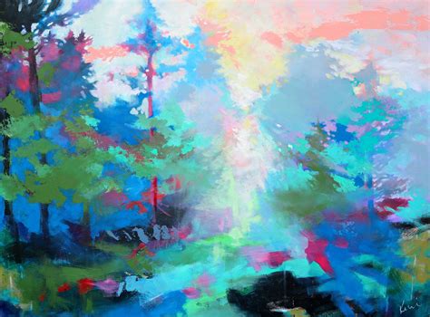 Large Expressive Abstract Landscape Original Forest Scene On Canvas
