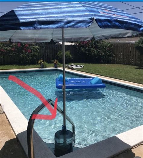 Who doesn't dream of a beautiful jump to the cooling your pool can be easily integrated into your outdoors; Pool umbrella stand | Pool umbrellas, Pool water features, Diy pool