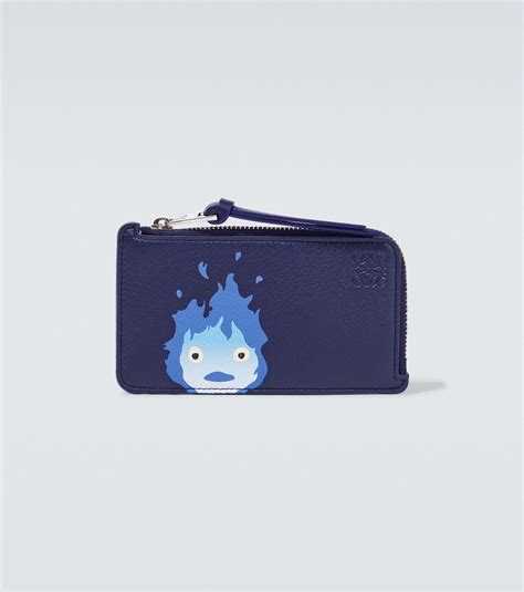 Loewe X Howls Moving Castle Calcifer Leather Card Holder In Blue For