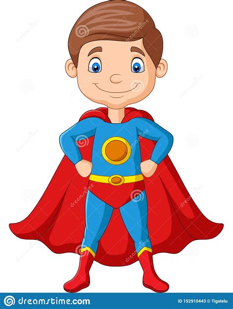 Cartoon Happy Superhero Boy Posing Stock Vector Illustration Of