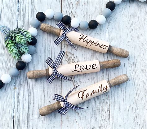 Laser Engraved Mini Rolling Pins Tiered Tray Decor Farmhouse Decor