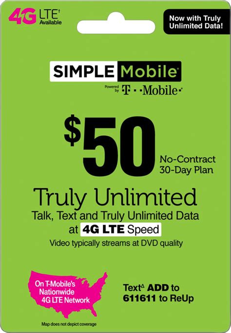 Best Buy Simple Mobile 50 Prepaid Phone Card Simple Mobile 50 Unl