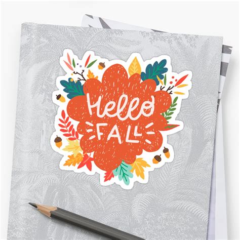 Hello Fall Sticker By Tashanatasha Redbubble