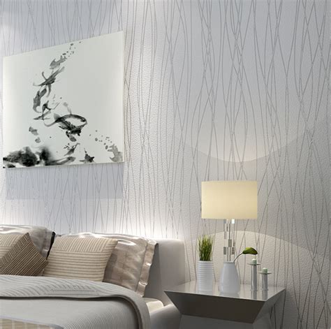 2015 New Modern Elegant Stripes Bedroom Non Woven Silver