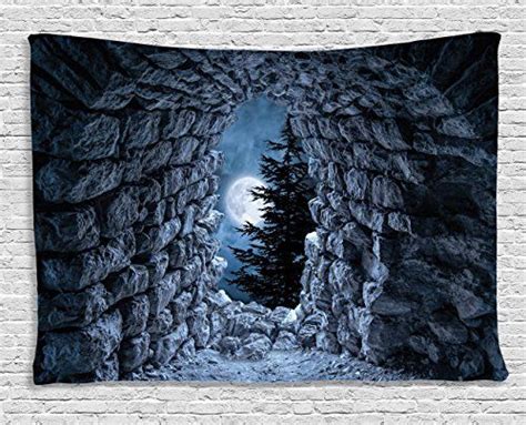 Gothic Decor Tapestry By Ambesonne Dark Cave With The Light Of Full