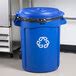 Rubbermaid BRUTE 32 Gallon Blue Round Recycling Can And Round Recycling