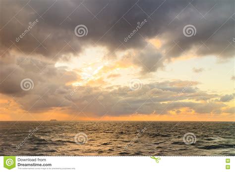 Seascape Evening Stormy Sea Horizon And Sky Stock Image Image Of