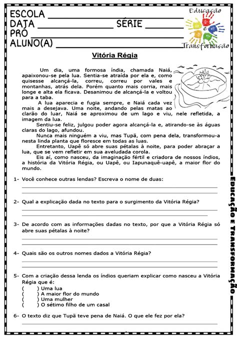 Lendas Com Interpretação E Gabarito ENSINO