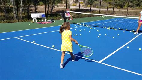 A Babe Year Old Girl Begins To Play Tennis YouTube