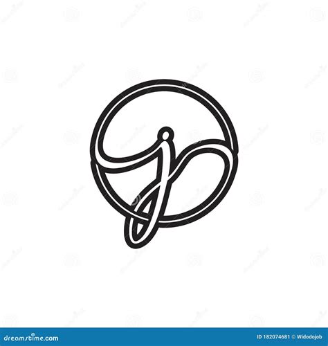 J Letter Script Circle Logo Design Vector Stock Vector Illustration