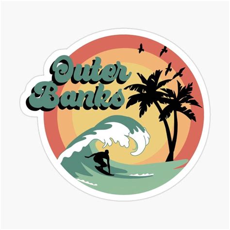 Retro Outer Banks Sticker By Bronte Taylor In 2021 Surf Stickers