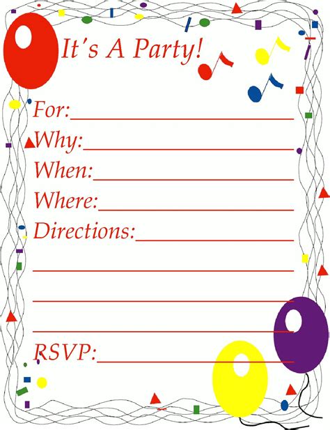 Clipart Birthday Invitations