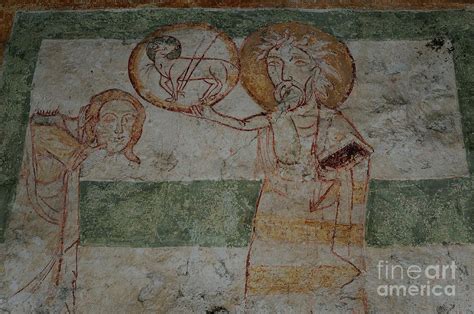 St John The Baptist Offers Severed Head Medieval Fresco Piona Abbey