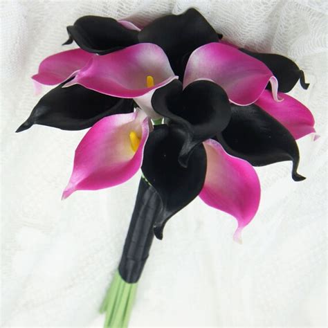 Artificial Black And Hot Pink Calla Lily 16 Stem Flowers Etsy