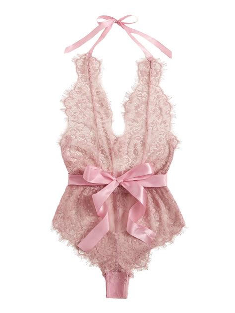 buy sheinwomen s one piece lingerie sheer lace halter teddy bodysuit backless nightwear online