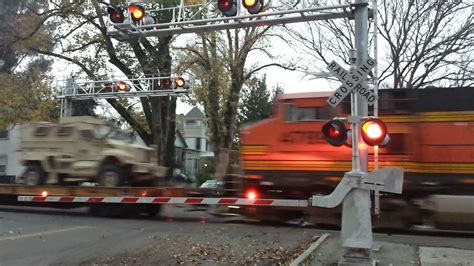 Bnsf 7224 Military Vehicle Train With Ns Passing H Street Railroad