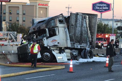 Fiery 18 Wheeler Crash Shuts Down Lanes On Interstate 35 Near Loop 1604