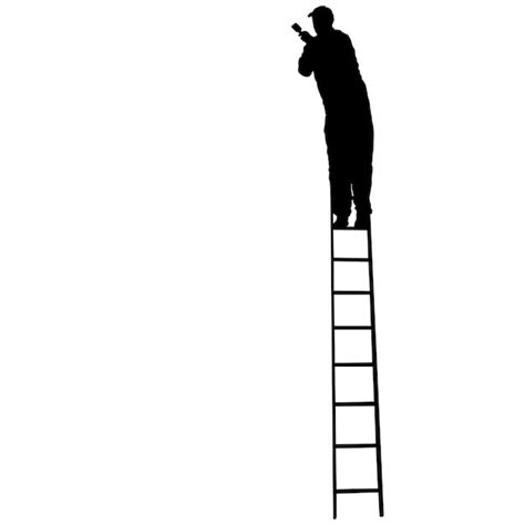 Premium Vector Silhouette Worker Climbing The Ladder On White Background