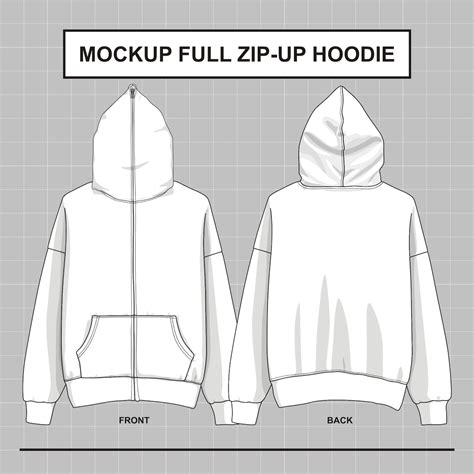 Vector Mockup Full Zip Up Hoodie Over Face Illustrator Eps Pdf And