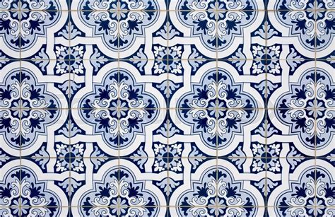 Blue Pattern Detail Of Portuguese Glazed Ceramic Tiles Stock Photo