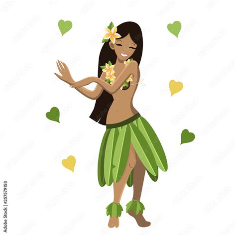 Hawaiian Girl In Pose Isolated Element Vector Image Stock Vector Adobe Stock