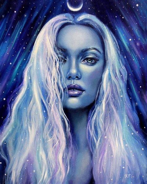 Moon Goddess Art Lyra Pagan Art Print Celestial Etsy Australia Moon