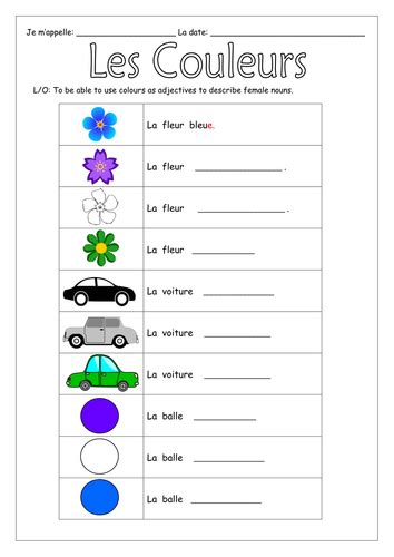 French Les Couleurs Activity Booklet 2nd To 6th Grade Worksheets