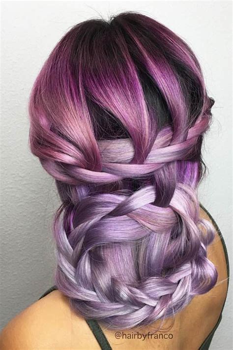 67 Amazing Braid Hairstyles For Party And Holidays Purple Hair Hair