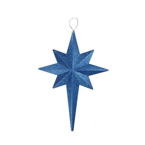 20 Blue And Silver Glittered Bethlehem Star Shatterproof Christmas