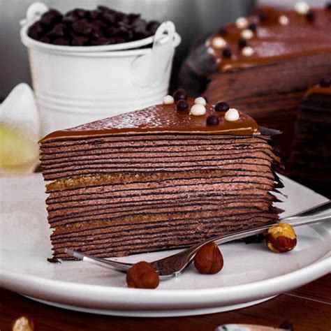 Hazelnut Chocolate Cake Authentic French Mille Crepe