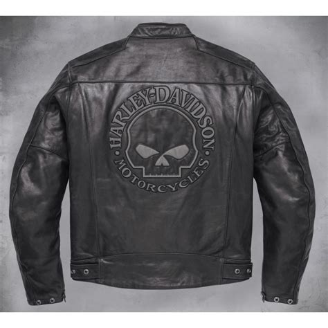 Mens Harley Davidson Reflective Willie G Skull Leather Jacket