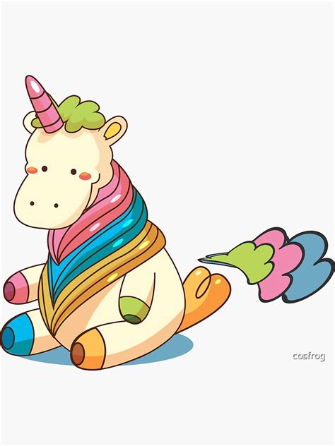 Cute Unicorn Farting Rainbow Clouds Funny Unicorn T Shirt Sticker By