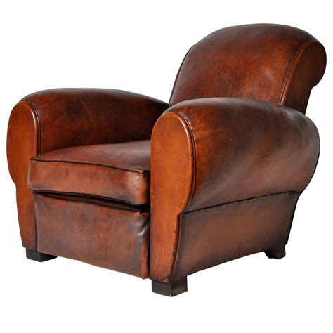 Vintage French Leather Club Chair At 1stdibs