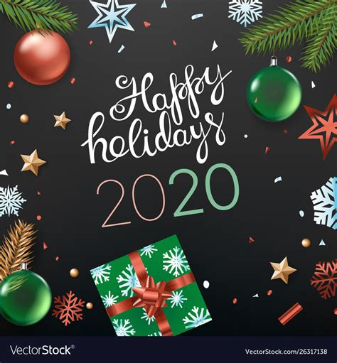 Happy Holidays 2020 Concept Top View Vertical Vector Image