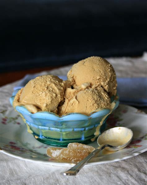 Double Ginger Molasses Ice Cream With Powdered And Crystalized Ginger