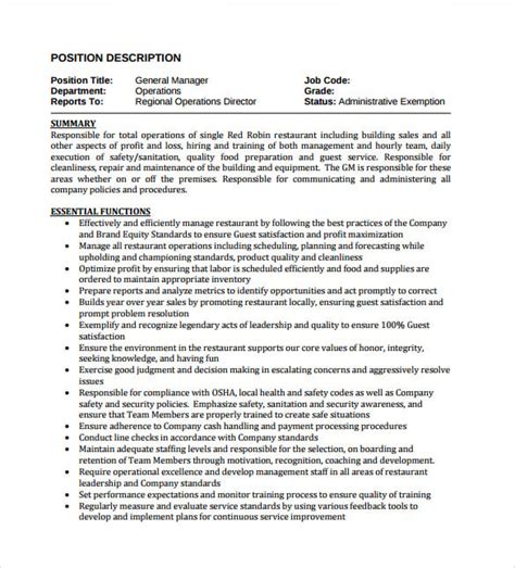 Manufacturing General Manager Job Description Jzamadison